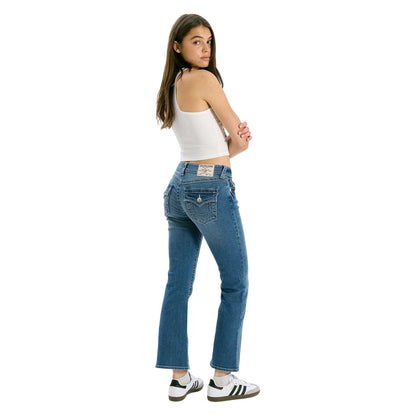 Medium Blue - Lifestyle - True Religion Womens-Ladies Flap Pocket Flared Jeans