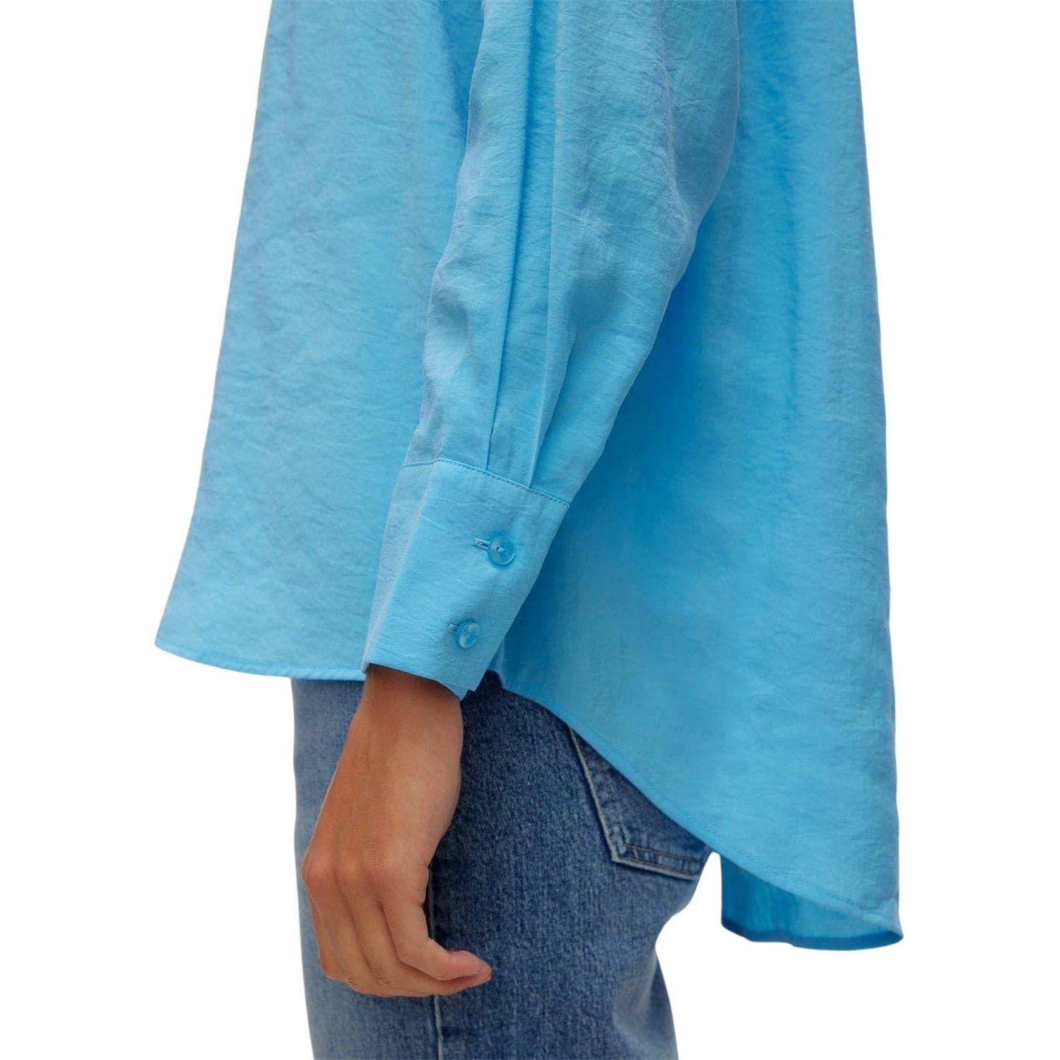 Bonnie Blue - Side - Vero Moda Womens-Ladies Vmqueeny Tencel Long-Sleeved Shirt