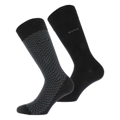 Black - Front - Boss Unisex Adult Cube Socks (Pack of 2)