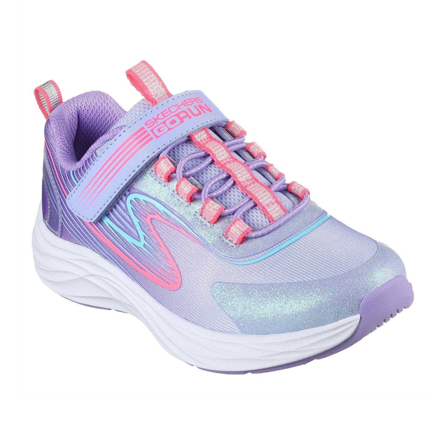 Lavender-Multicoloured - Pack Shot - Skechers Childrens-Kids Go Run Flat Trainers