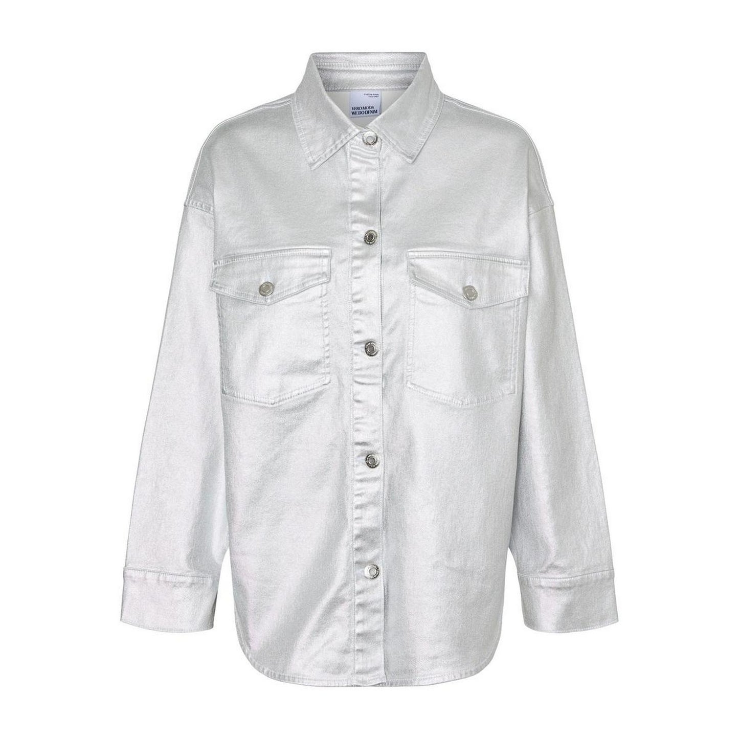 Silver - Front - Vero Moda Womens-Ladies Riva Drop Shoulder Oversized Shirt