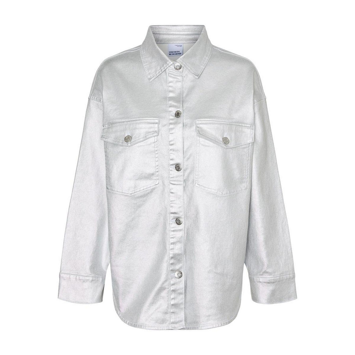 Silver - Front - Vero Moda Womens-Ladies Riva Drop Shoulder Oversized Shirt