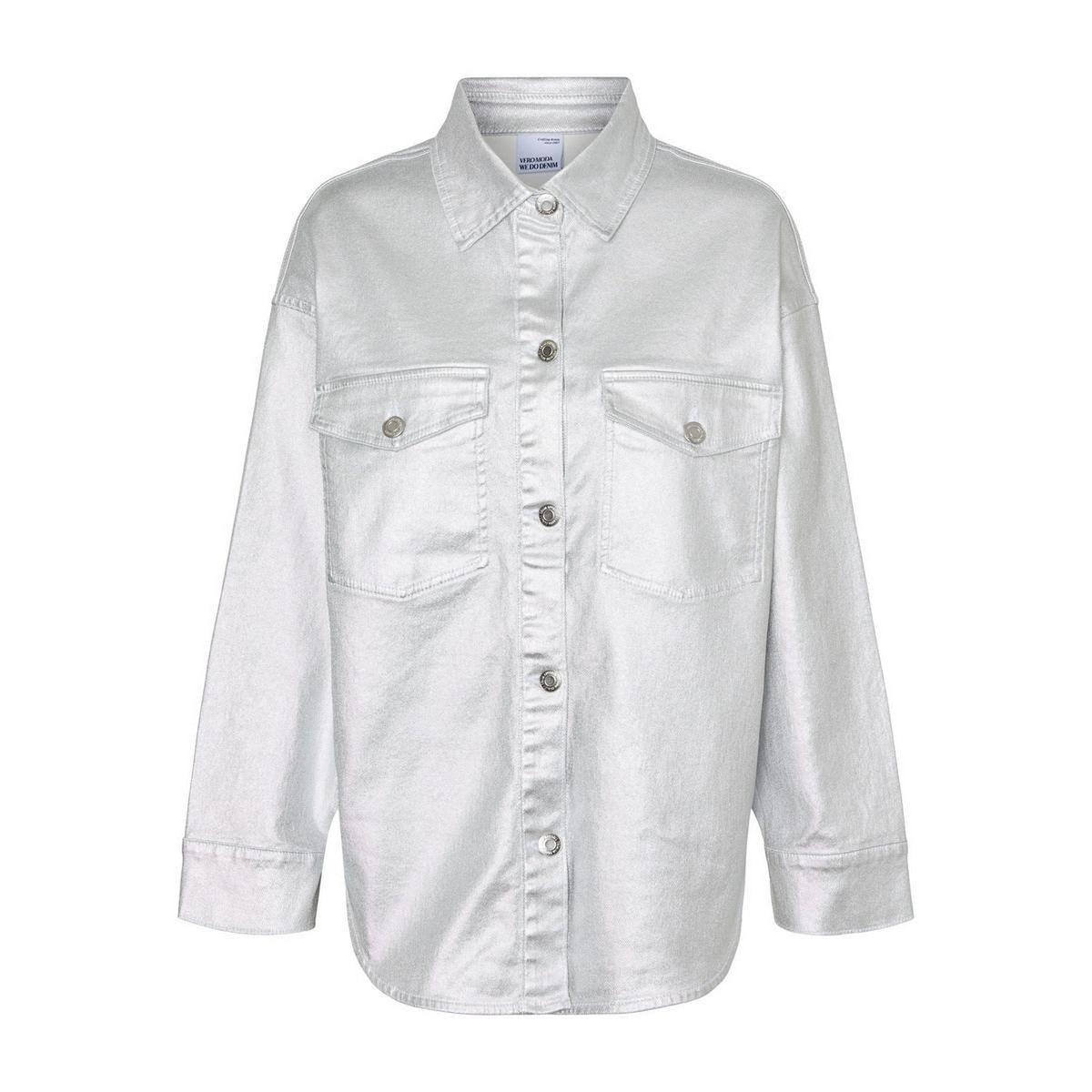 Silver - Front - Vero Moda Womens-Ladies Riva Drop Shoulder Oversized Shirt