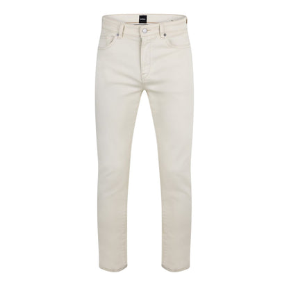 White - Front - Boss Mens Denim 5 Pockets Jeans