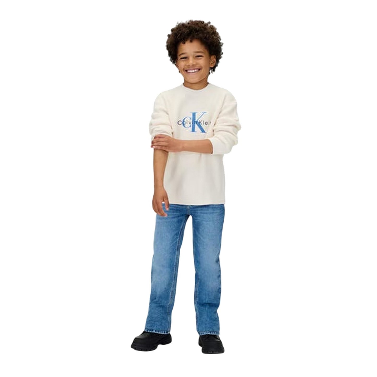 Mid Blue - Lifestyle - Calvin Klein Childrens-Kids Denim 5 Pockets Straight Jeans