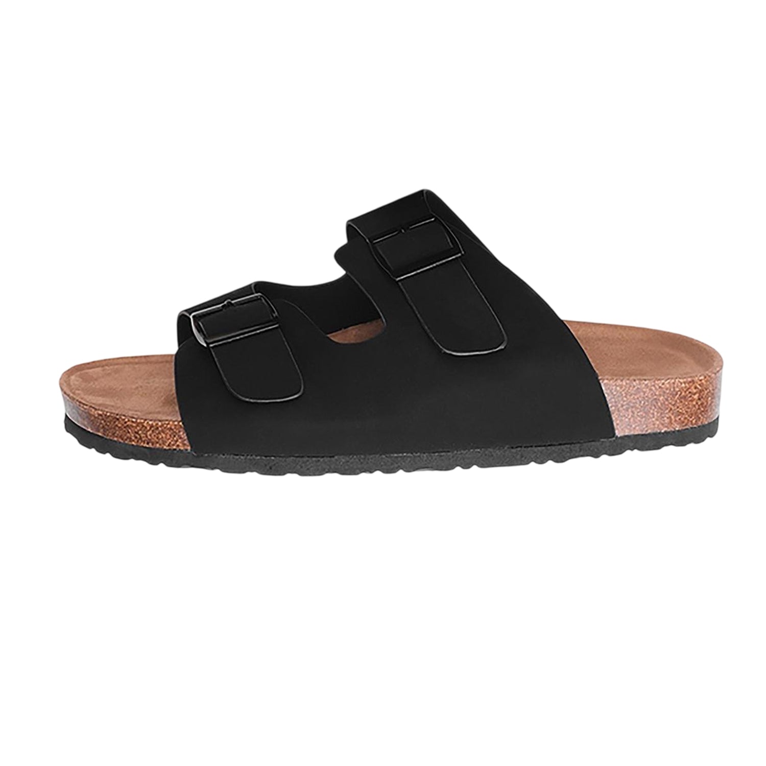 Black - Back - Where´s That From Womens-Ladies Willow Adjustable Strap Flatform Slides