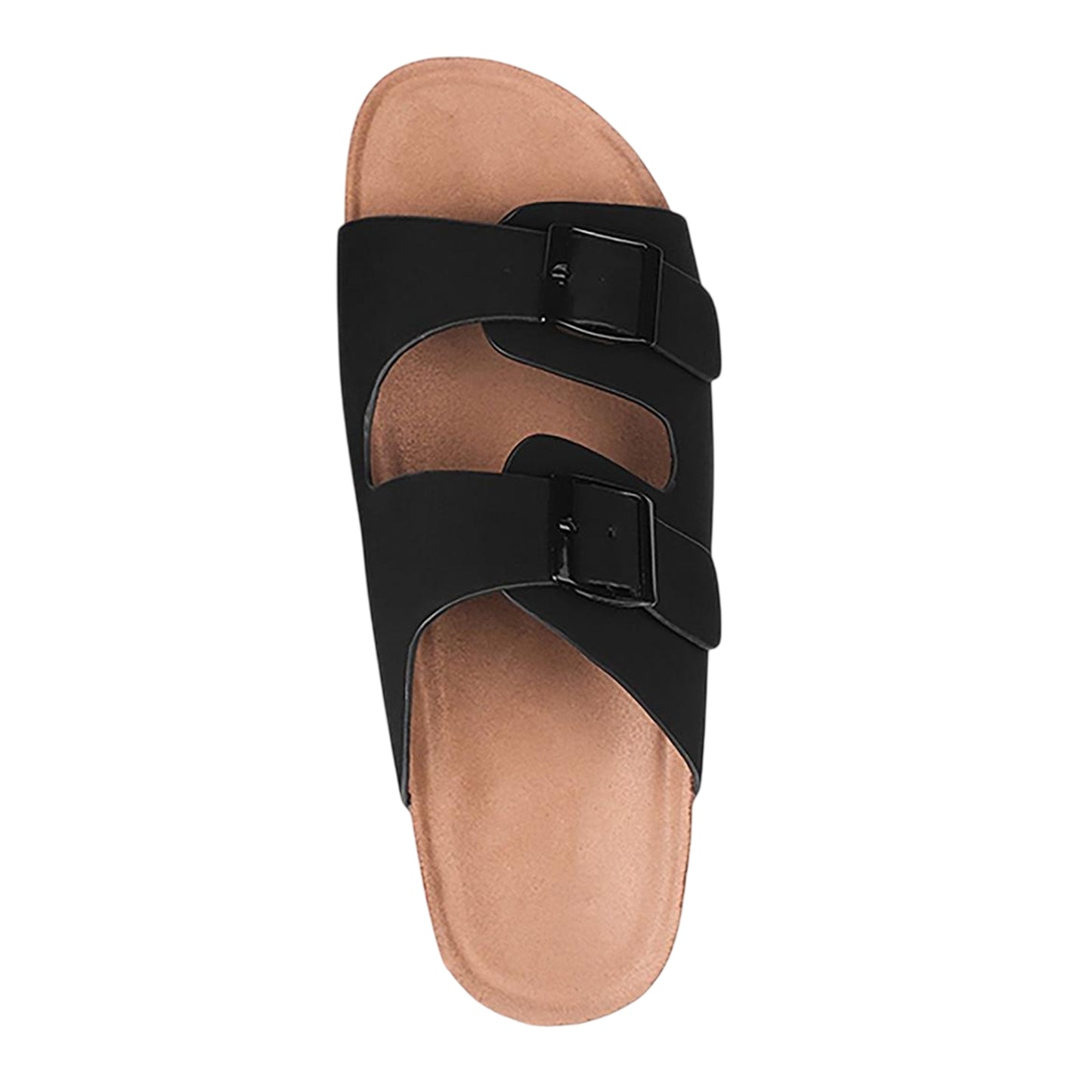 Black - Side - Where´s That From Womens-Ladies Willow Adjustable Strap Flatform Slides