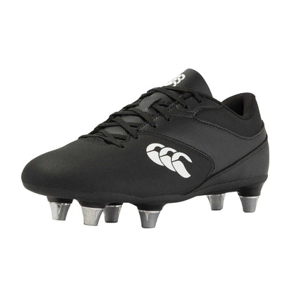 Black-White - Pack Shot - Canterbury Childrens-Kids Phoenix Raze SG Regular Soft Ground Rugby Boots