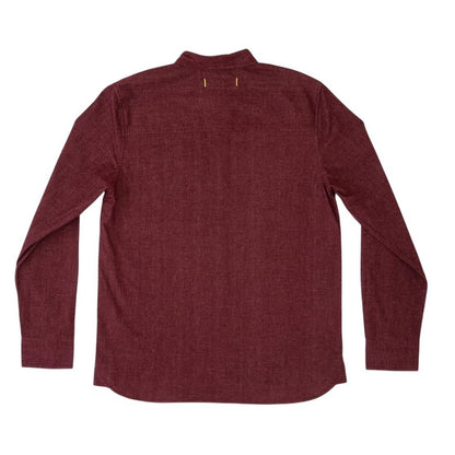 Burgundy - Back - Roamers Mens Willow Collared Long-Sleeved Shirt