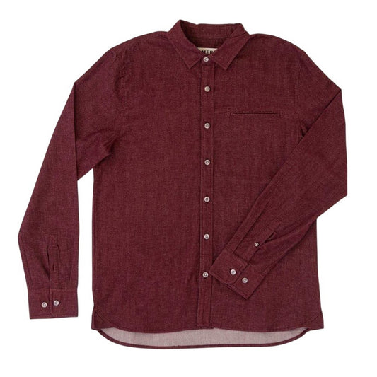 Burgundy - Front - Roamers Mens Willow Collared Long-Sleeved Shirt