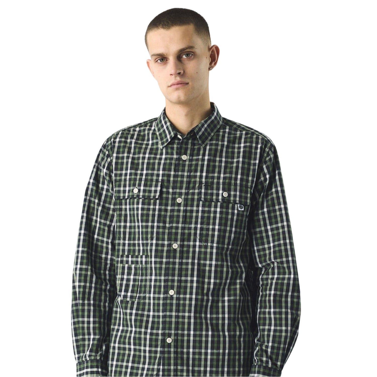 Black - Side - Pretty Green Mens Pelton Checkerboard Shirt