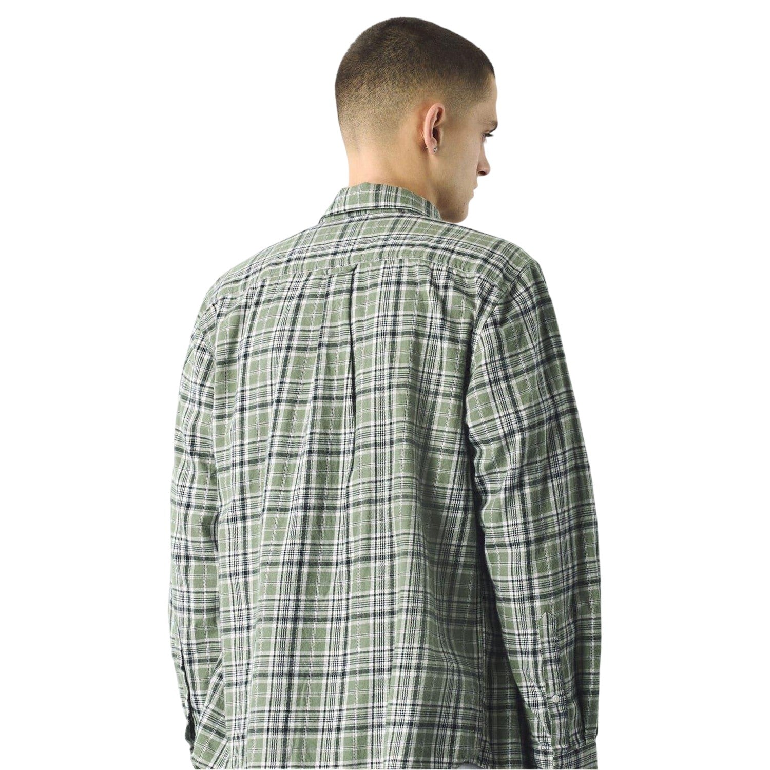 Green - Back - Pretty Green Mens Thornley Checked Long-Sleeved Shirt