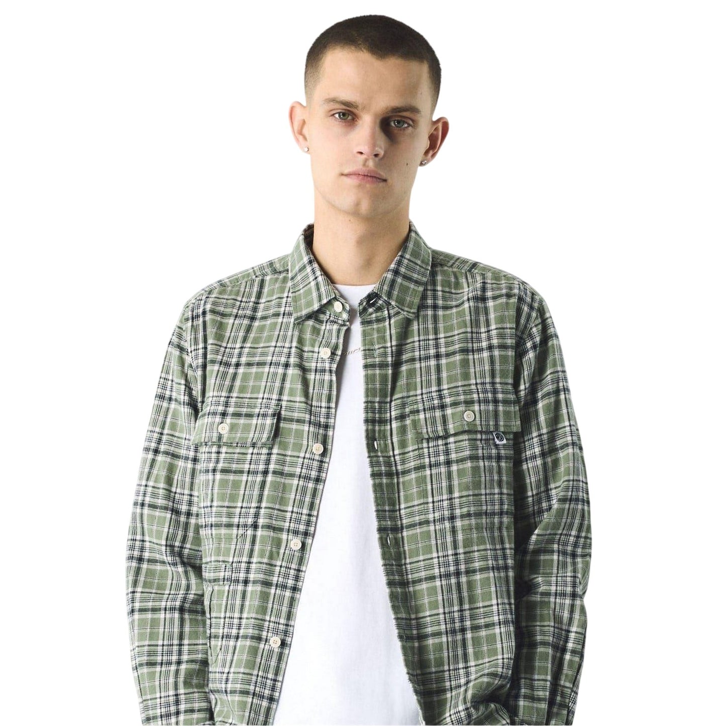Green - Side - Pretty Green Mens Thornley Checked Long-Sleeved Shirt
