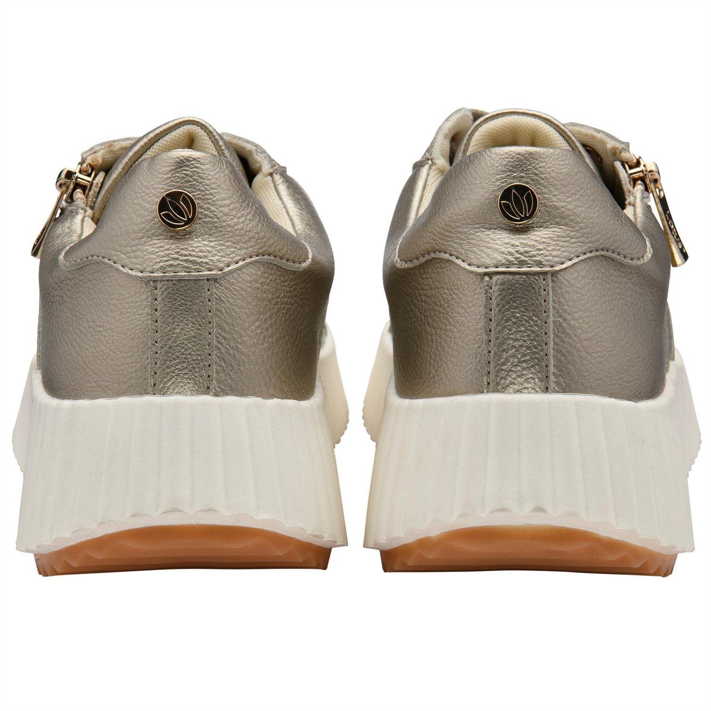 Gold - Back - Lotus Shoes Womens-Ladies Kora Leather Trainers