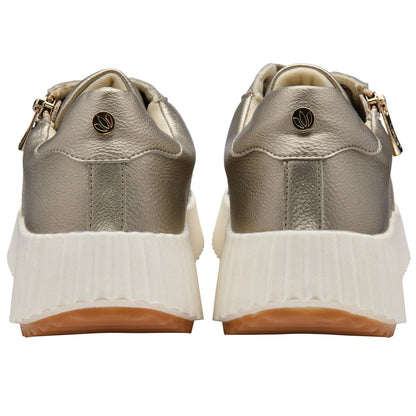 Gold - Back - Lotus Shoes Womens-Ladies Kora Leather Trainers