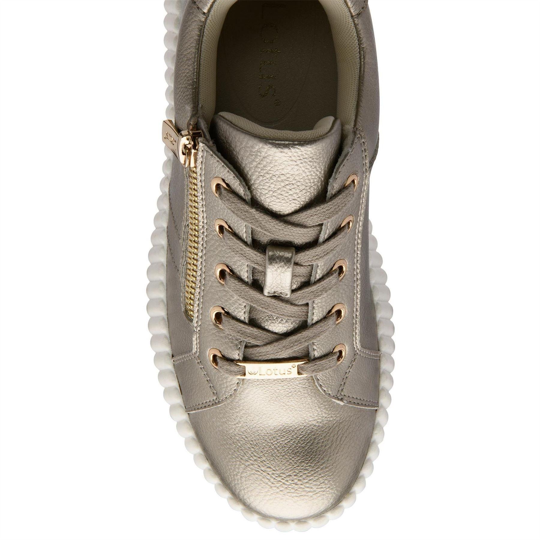 Gold - Lifestyle - Lotus Shoes Womens-Ladies Kora Leather Trainers