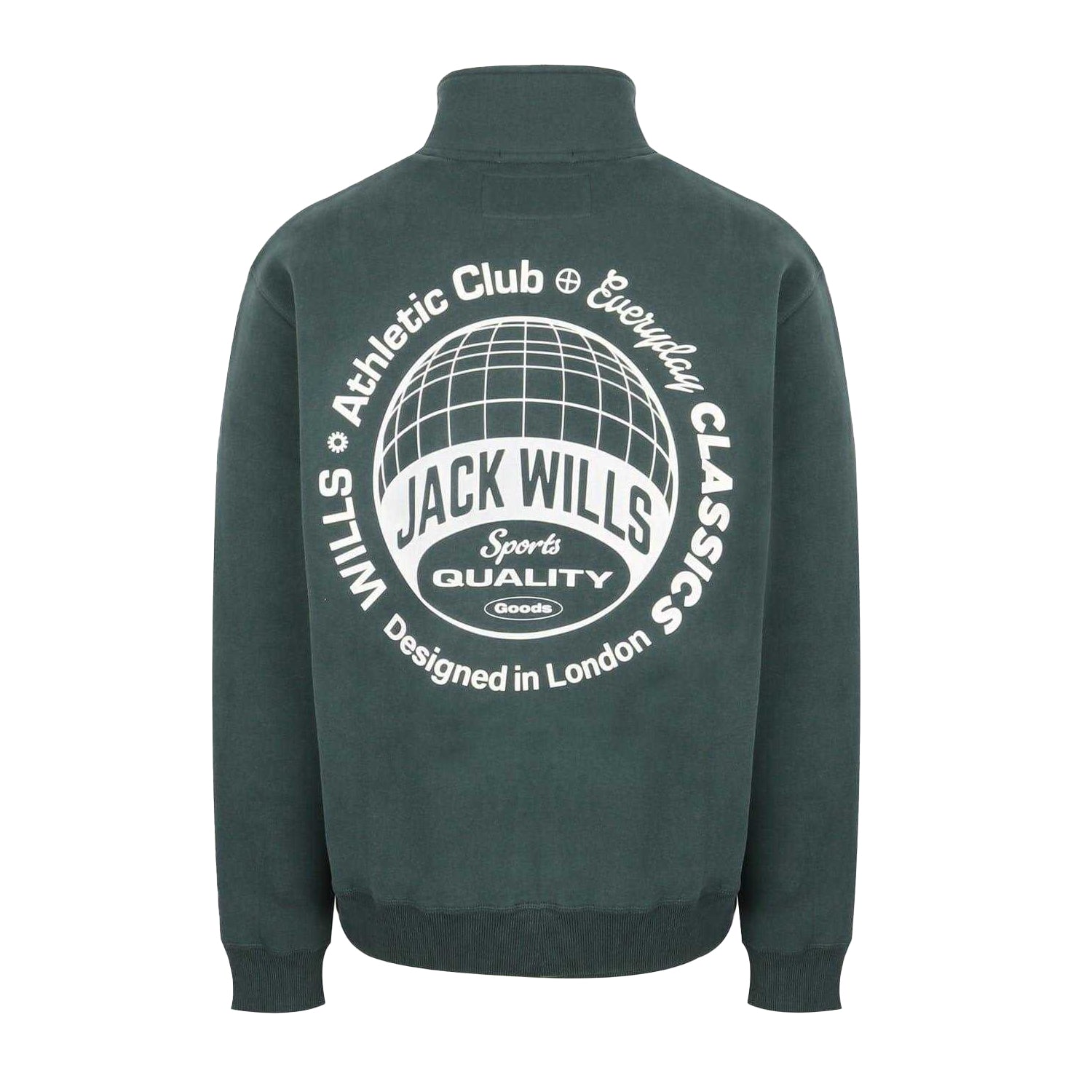Pine - Back - Jack Wills Mens Quarter Zip Long-Sleeved Athletic Sweatshirt