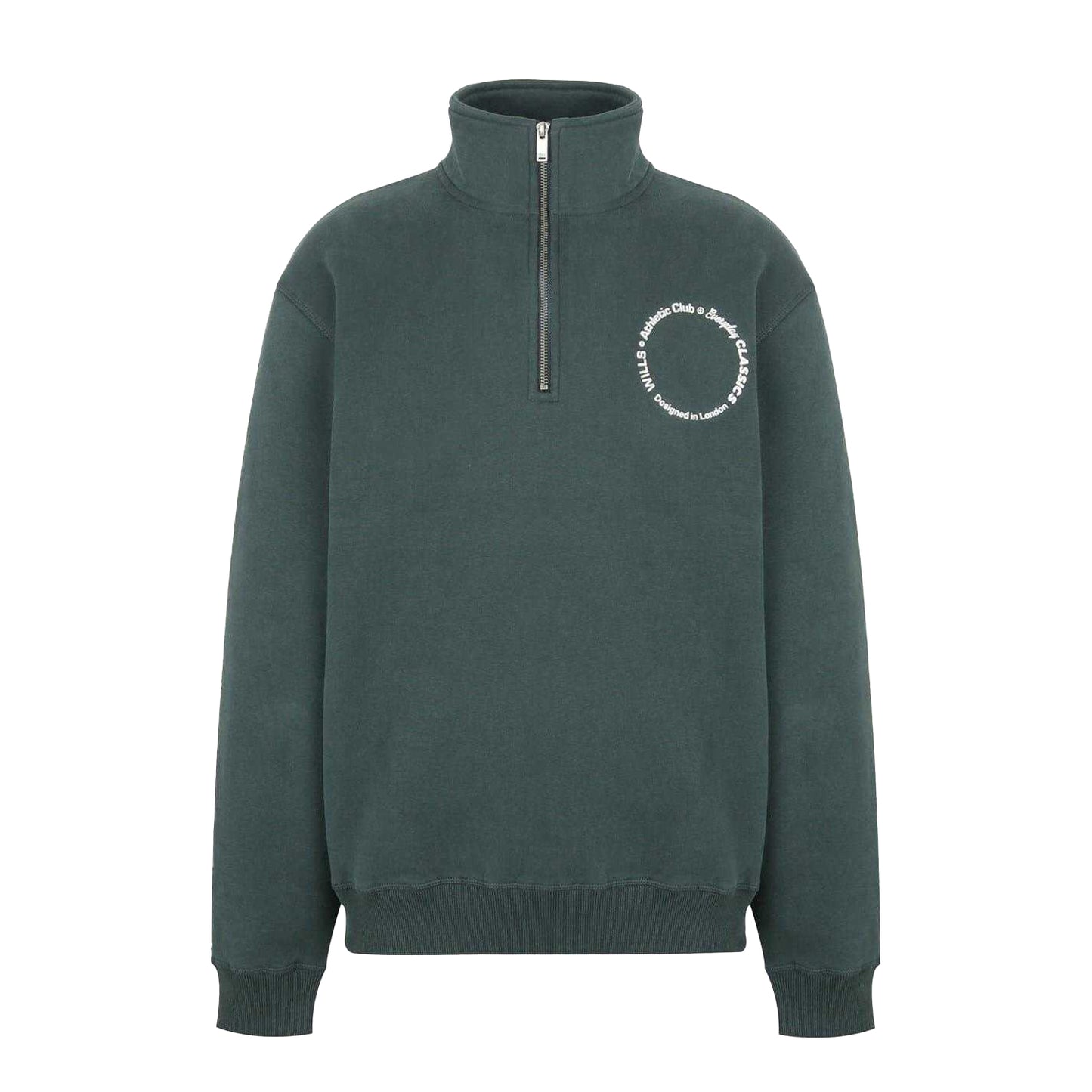 Pine - Front - Jack Wills Mens Quarter Zip Long-Sleeved Athletic Sweatshirt