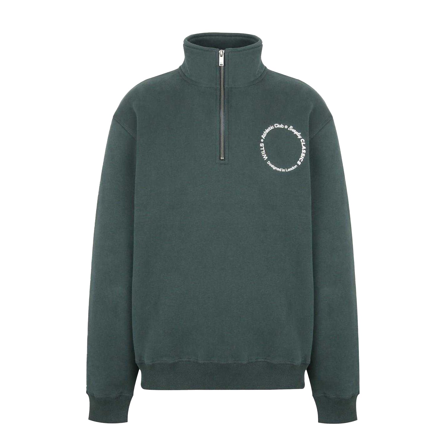 Pine - Front - Jack Wills Mens Quarter Zip Long-Sleeved Athletic Sweatshirt