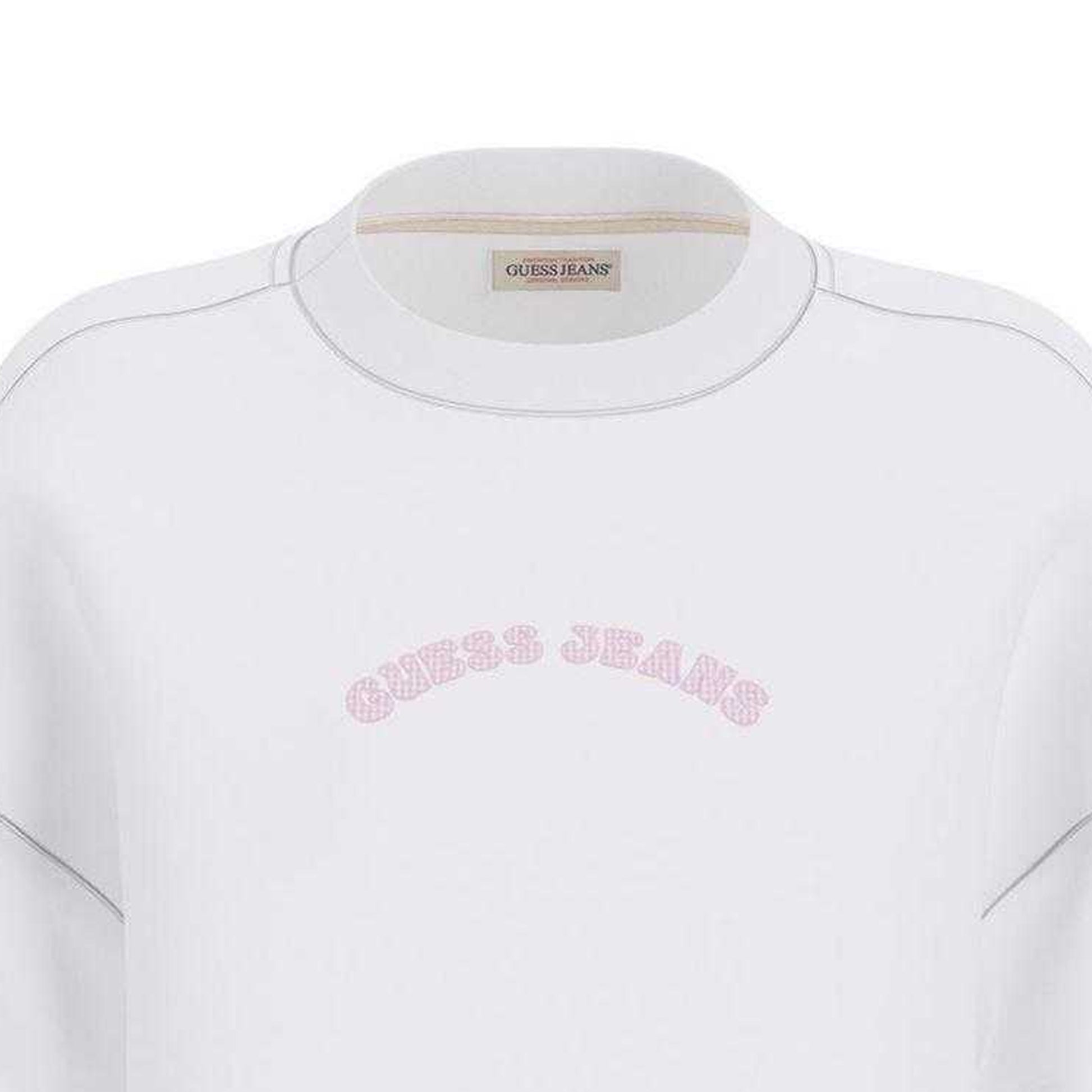 White - Side - Guess Womens-Ladies Logo Crop Sweatshirt