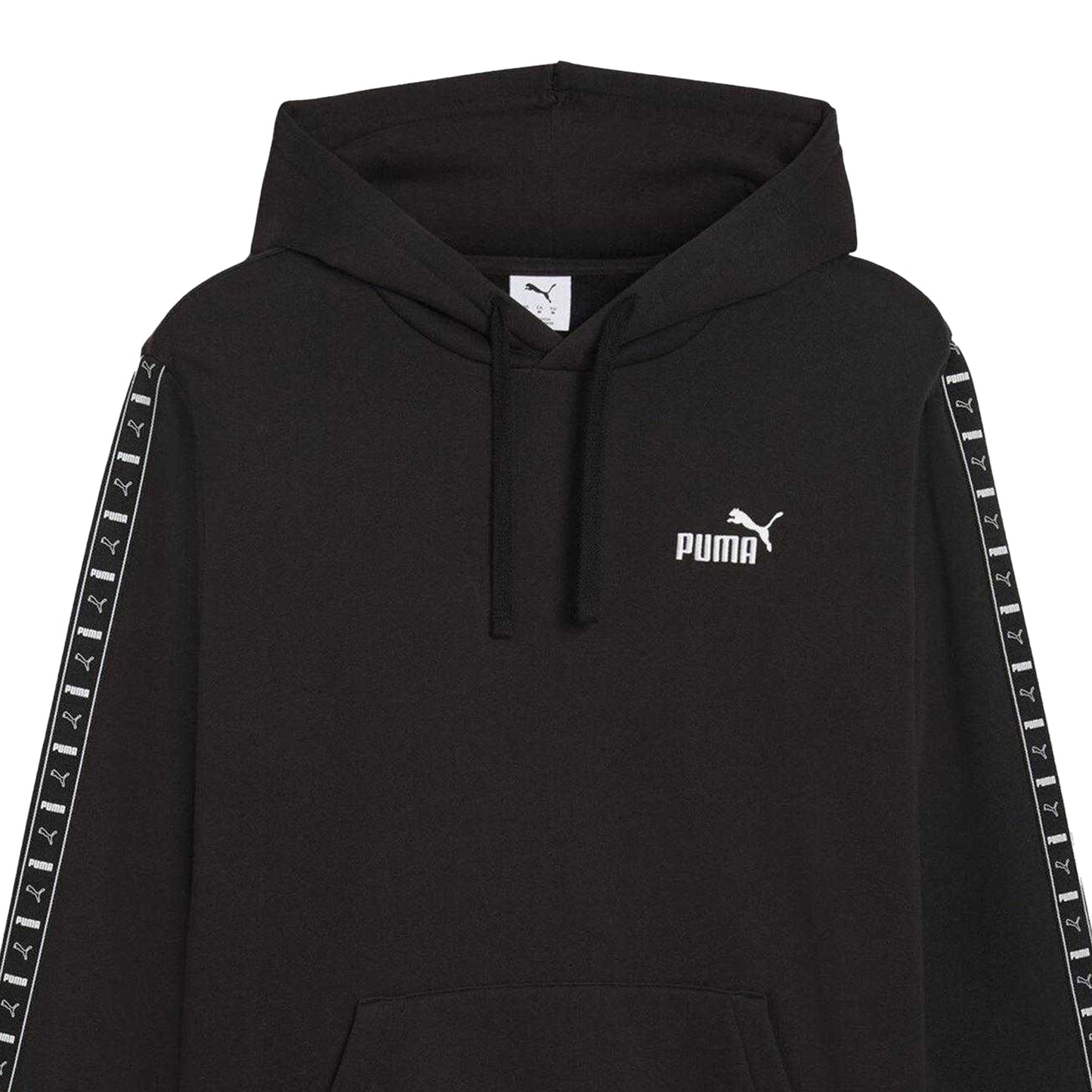 Puma Black - Side - Puma Mens Fleece Branded Tape Hoodie