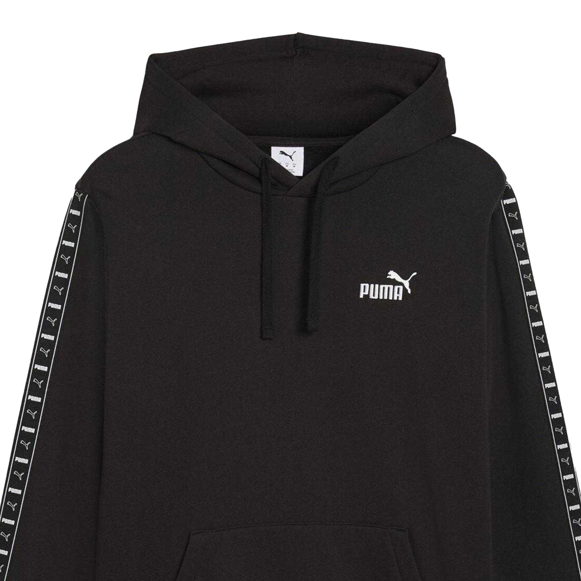 Puma Black - Side - Puma Mens Fleece Branded Tape Hoodie