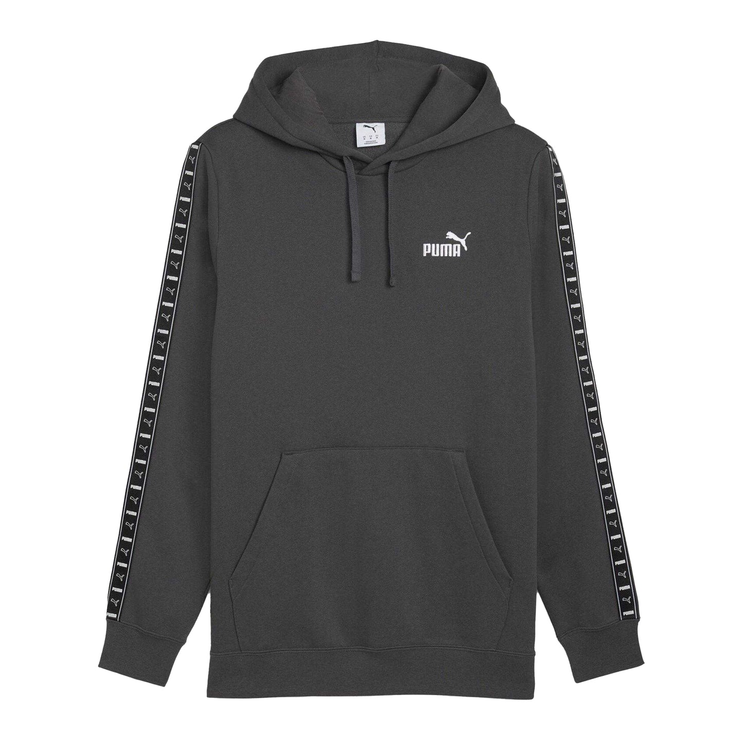 Grey - Front - Puma Mens Fleece Branded Tape Hoodie