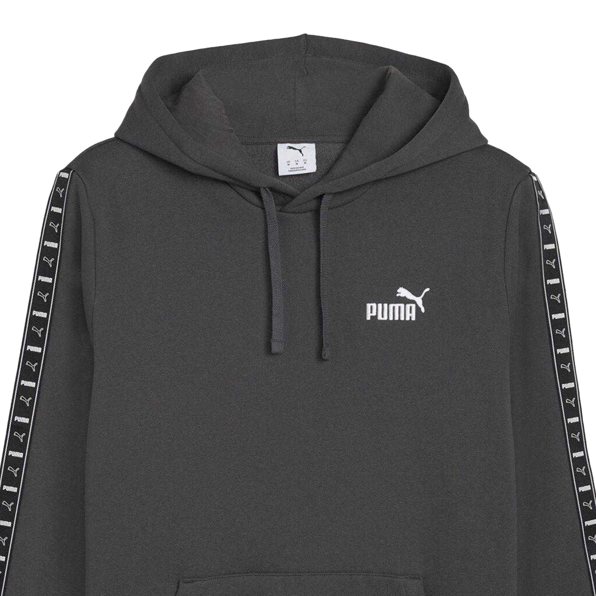 Grey - Side - Puma Mens Fleece Branded Tape Hoodie