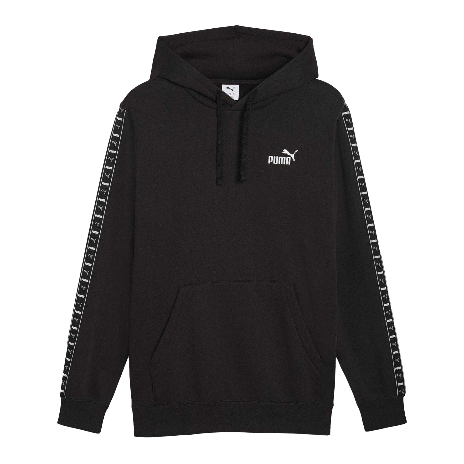 Puma Black - Front - Puma Mens Fleece Branded Tape Hoodie