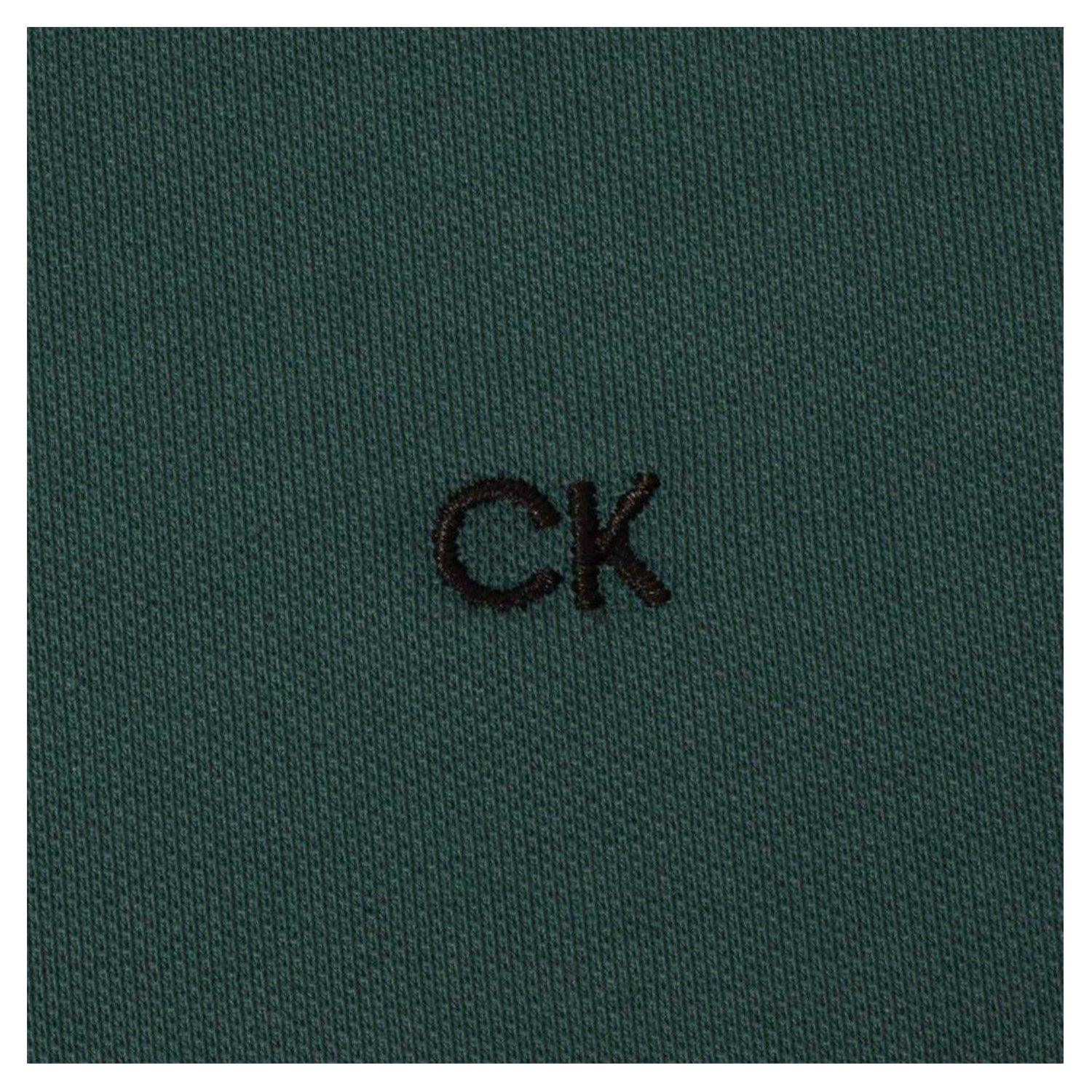 Pine Green - Side - Calvin Klein Mens Embroidered Collared Short-Sleeved Polo Shirt