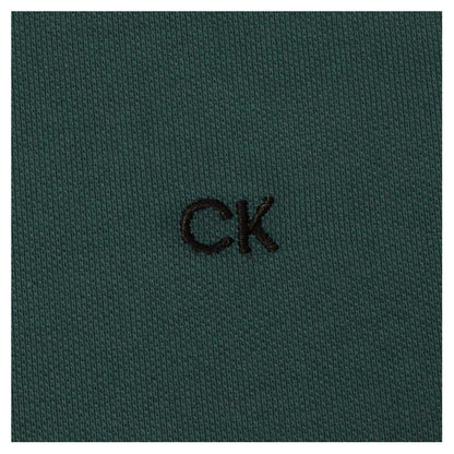 Pine Green - Side - Calvin Klein Mens Embroidered Collared Short-Sleeved Polo Shirt