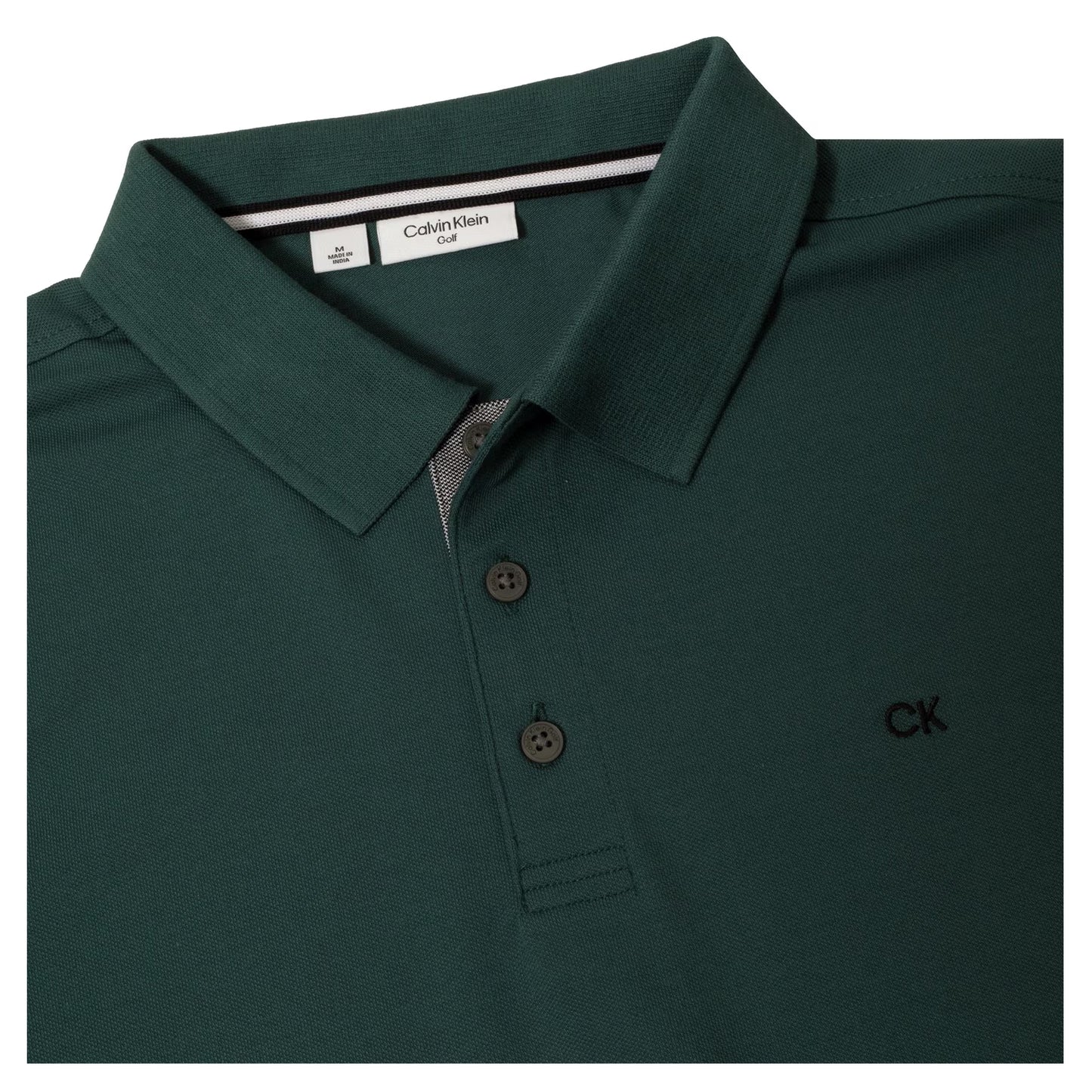 Pine Green - Lifestyle - Calvin Klein Mens Embroidered Collared Short-Sleeved Polo Shirt