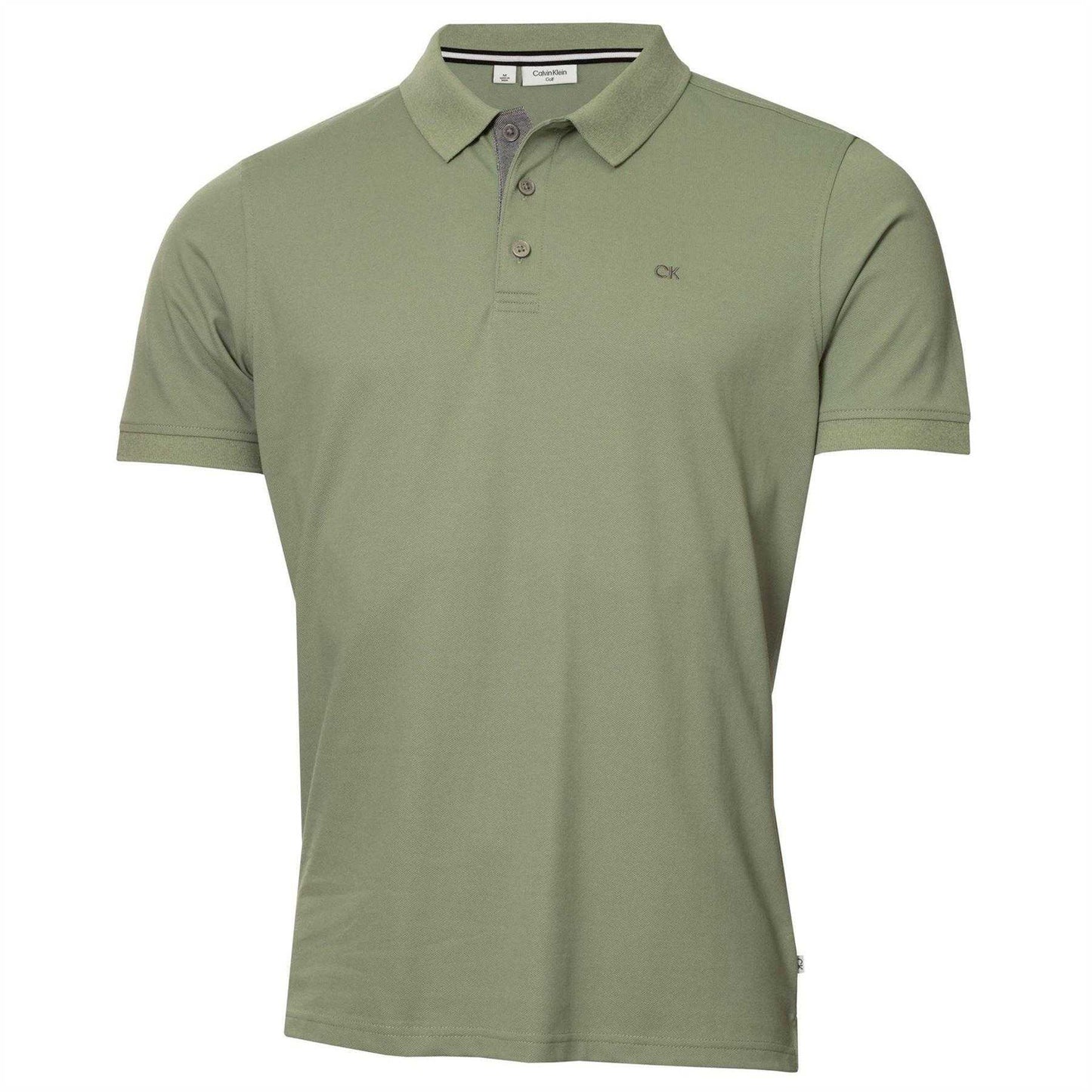 Sage - Front - Calvin Klein Mens Embroidered Collared Short-Sleeved Polo Shirt