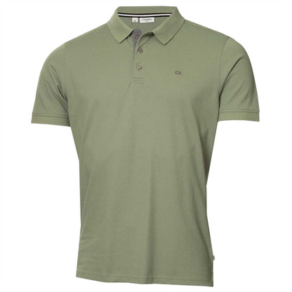 Sage - Front - Calvin Klein Mens Embroidered Collared Short-Sleeved Polo Shirt