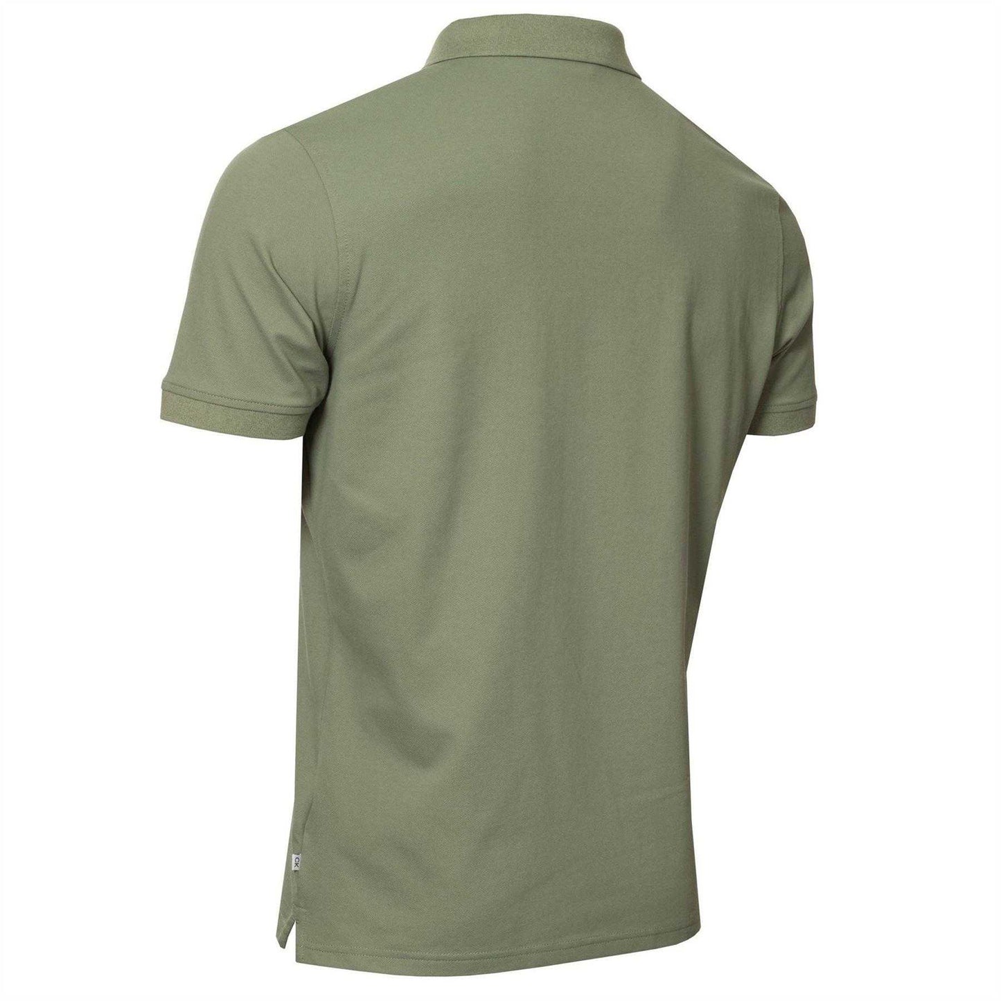 Sage - Back - Calvin Klein Mens Embroidered Collared Short-Sleeved Polo Shirt