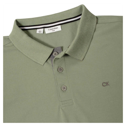 Sage - Side - Calvin Klein Mens Embroidered Collared Short-Sleeved Polo Shirt