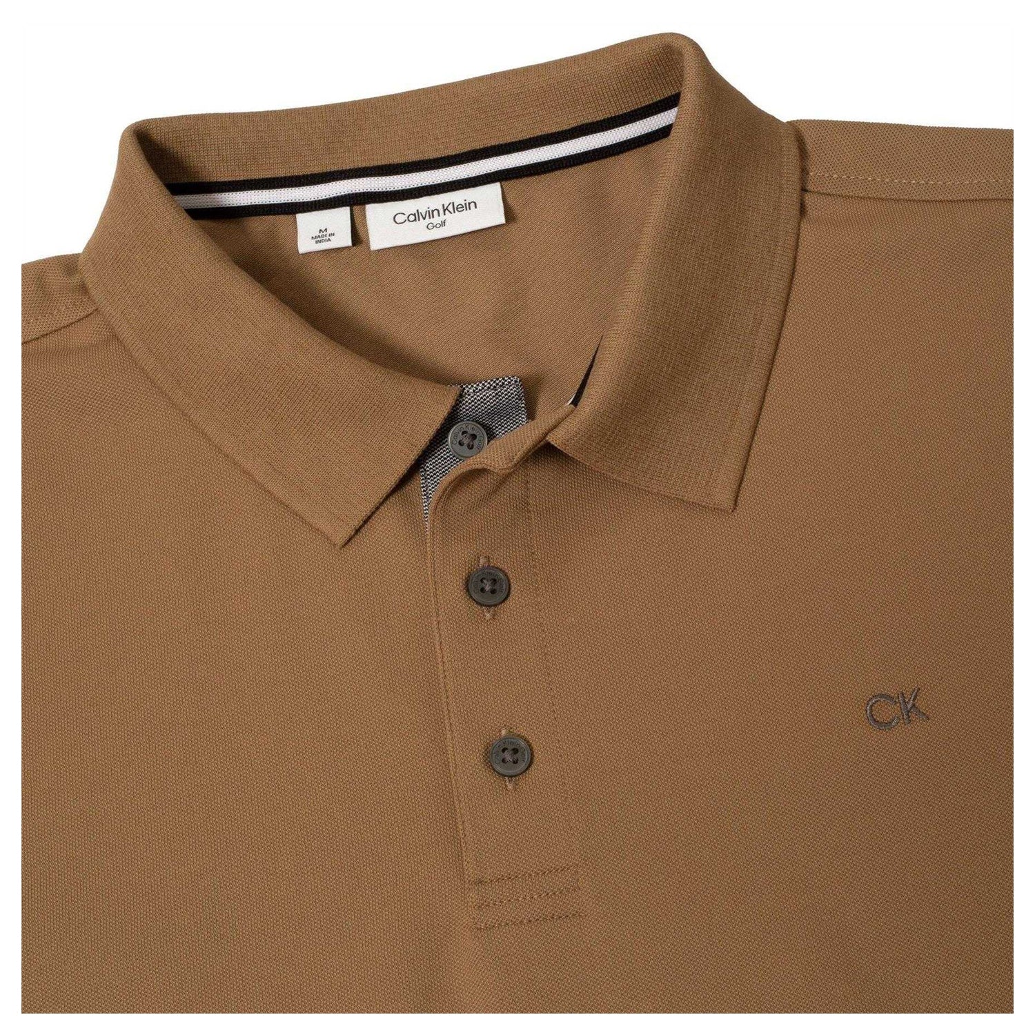 Biscuit - Side - Calvin Klein Mens Embroidered Collared Short-Sleeved Polo Shirt