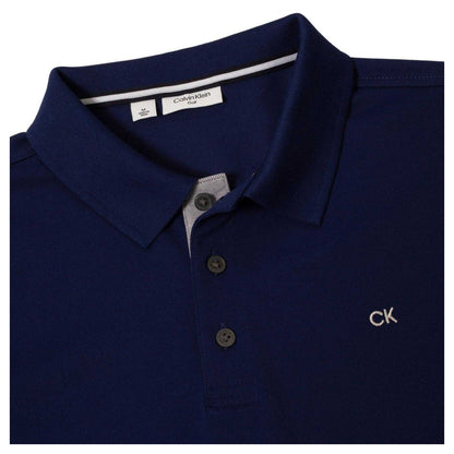 French Navy - Side - Calvin Klein Mens Embroidered Collared Short-Sleeved Polo Shirt