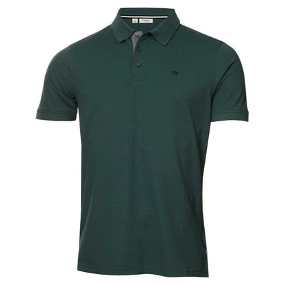 Pine Green - Front - Calvin Klein Mens Embroidered Collared Short-Sleeved Polo Shirt