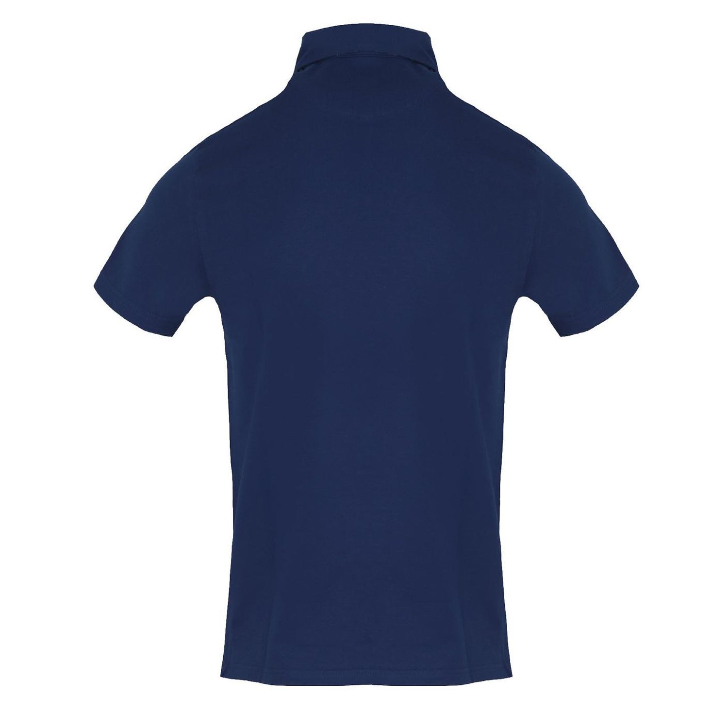 Navy - Back - Aquascutum Mens Embroidered Logo Collared Short-Sleeved Polo Shirt
