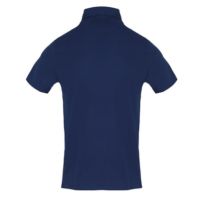 Navy - Back - Aquascutum Mens Embroidered Logo Collared Short-Sleeved Polo Shirt