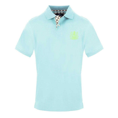 Sky Blue - Front - Aquascutum Mens Embroidered Logo Collared Short-Sleeved Polo Shirt