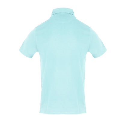 Sky Blue - Back - Aquascutum Mens Embroidered Logo Collared Short-Sleeved Polo Shirt