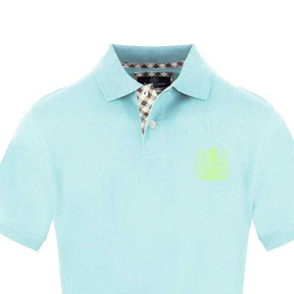Sky Blue - Side - Aquascutum Mens Embroidered Logo Collared Short-Sleeved Polo Shirt