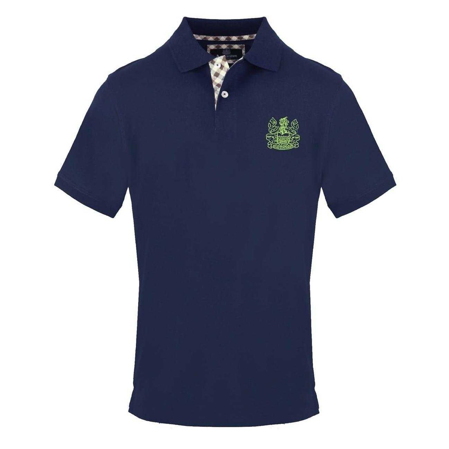 Navy - Front - Aquascutum Mens Embroidered Logo Collared Short-Sleeved Polo Shirt