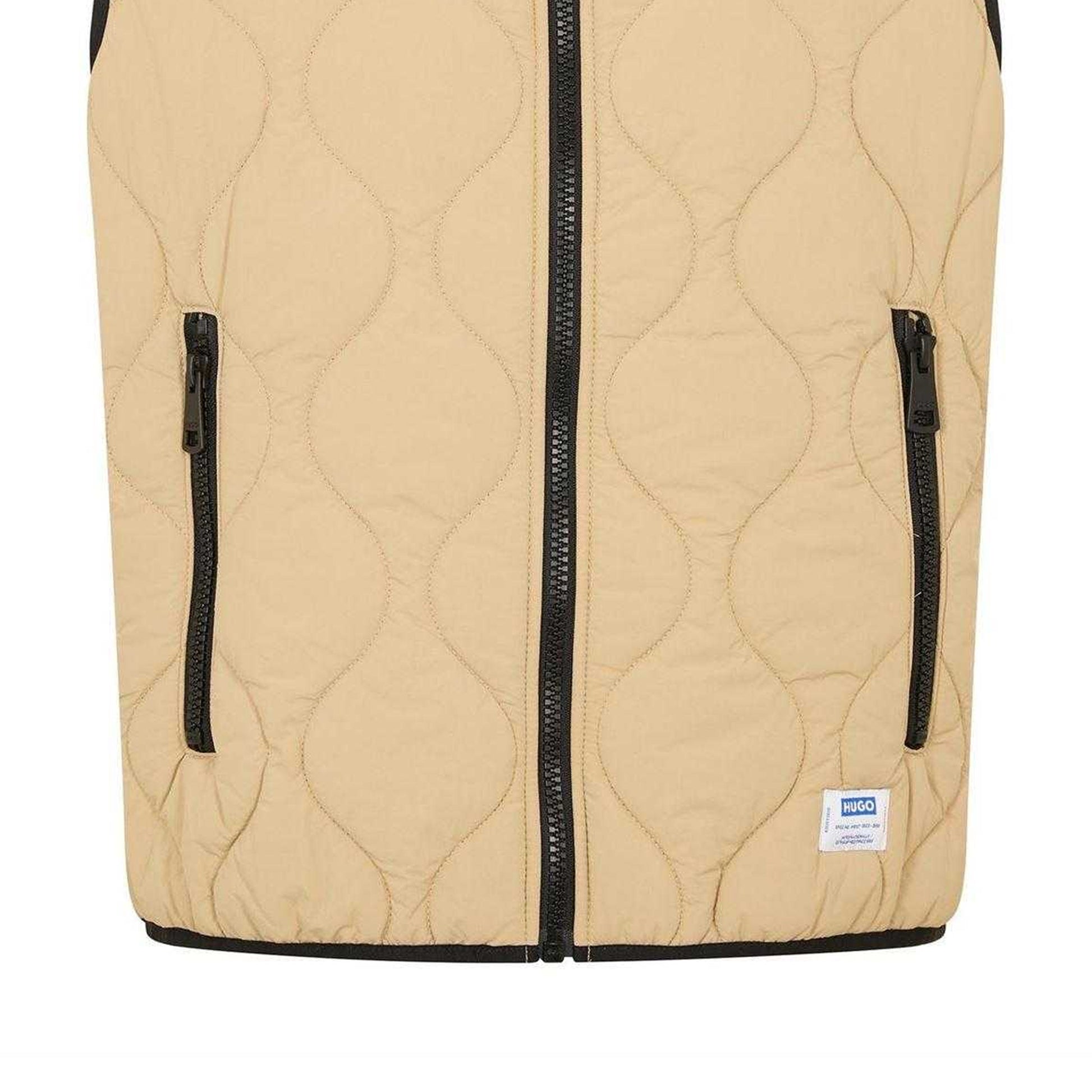 Medium Beige - Side - Hugo Mens Sleeveless Gilet