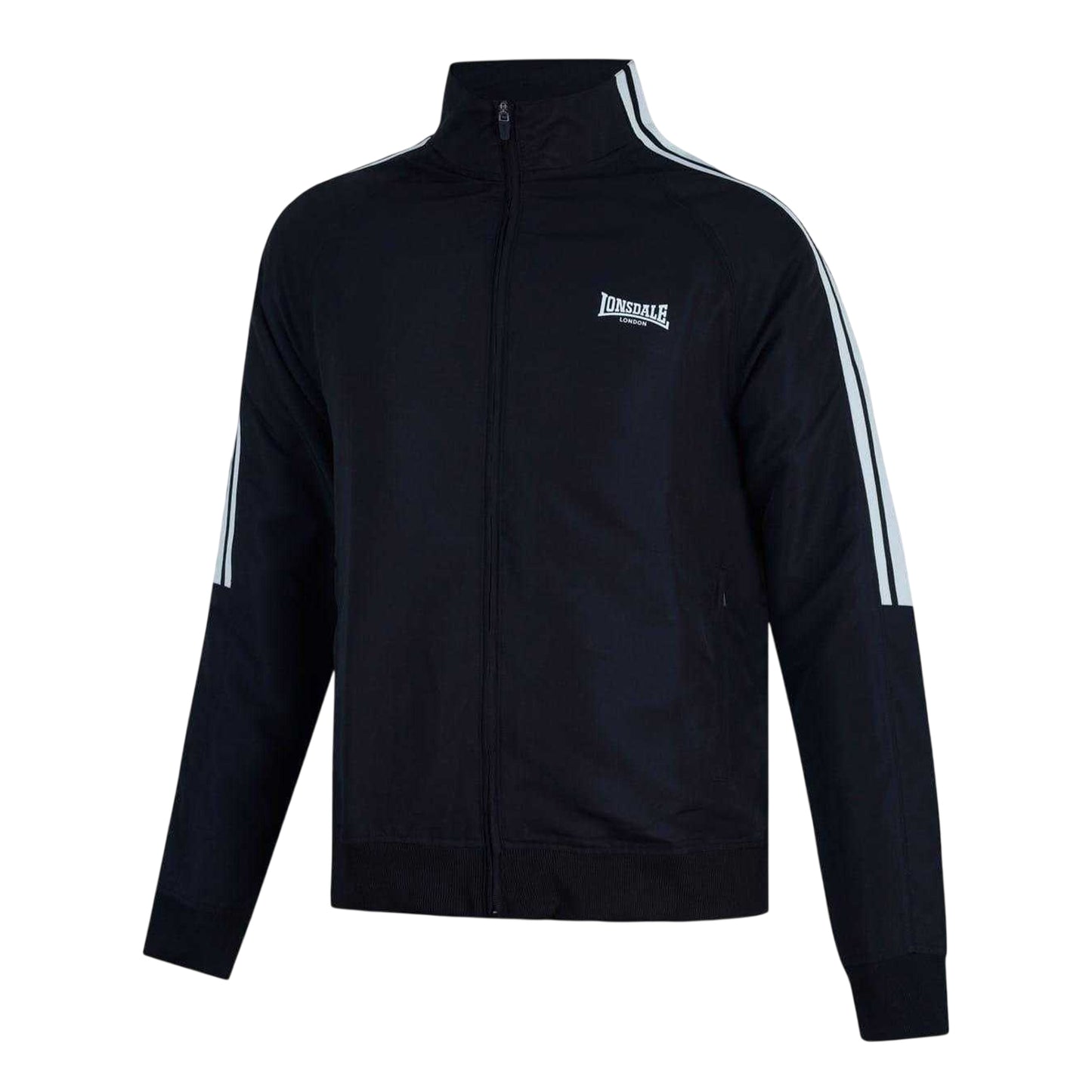 Black - Side - Lonsdale Mens Stripes Track Jacket