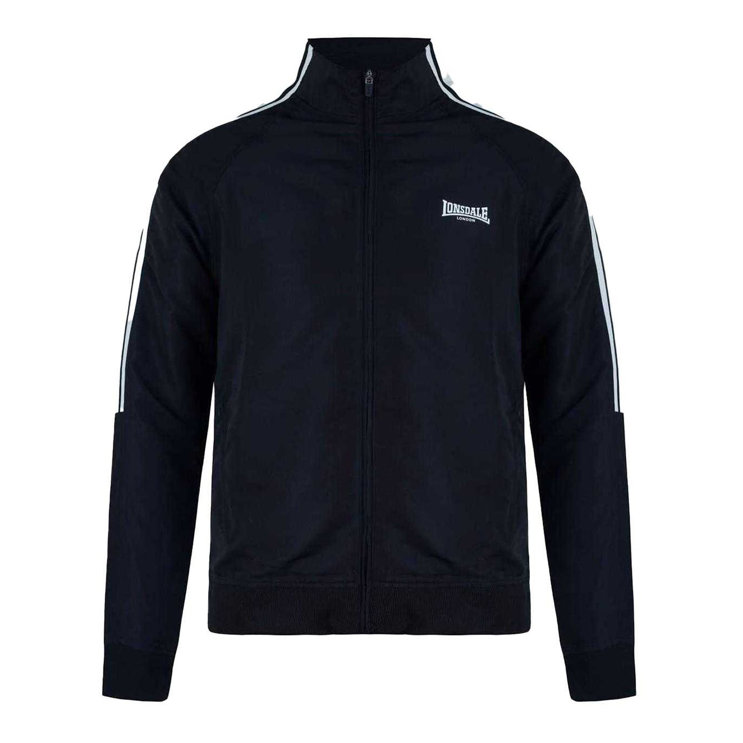 Black - Front - Lonsdale Mens Stripes Track Jacket