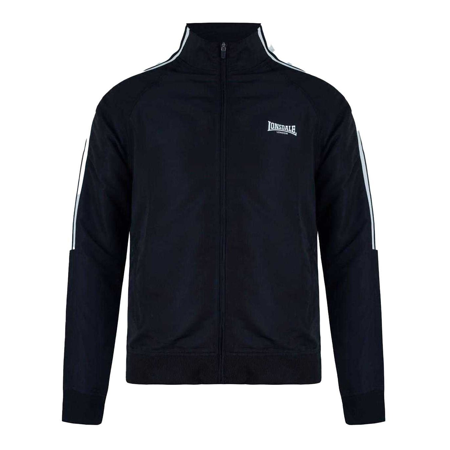 Black - Front - Lonsdale Mens Stripes Track Jacket