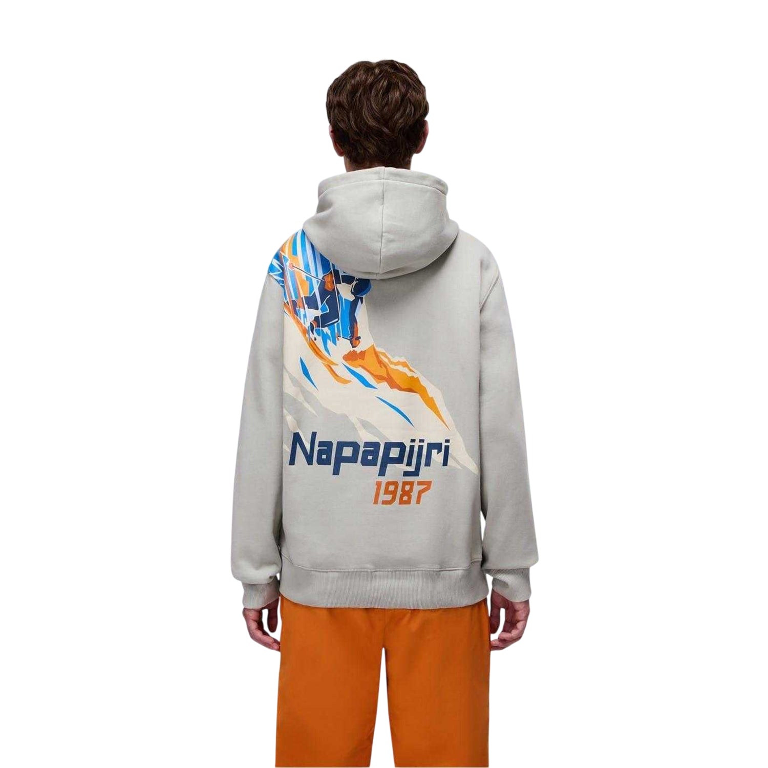 Grey - Back - Napapijri Mens Fiemme Hoodie